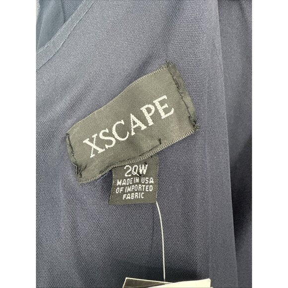 Xscape Womens Plus Size 20 Navy Blue Beaded Bell Sleeve Formal Evening Dress NWT - Picture 8 of 10